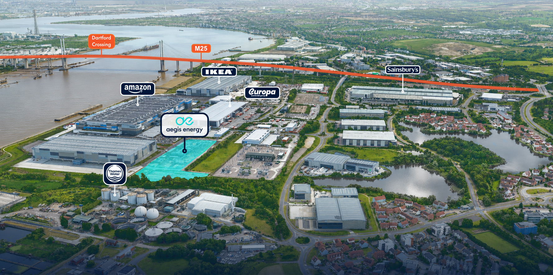 Aegis Energy Dartford hub site aerial view.